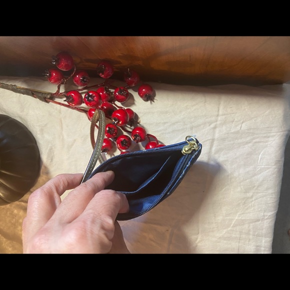 Royal blue and gold Coach wristlet - Picture 3 of 6